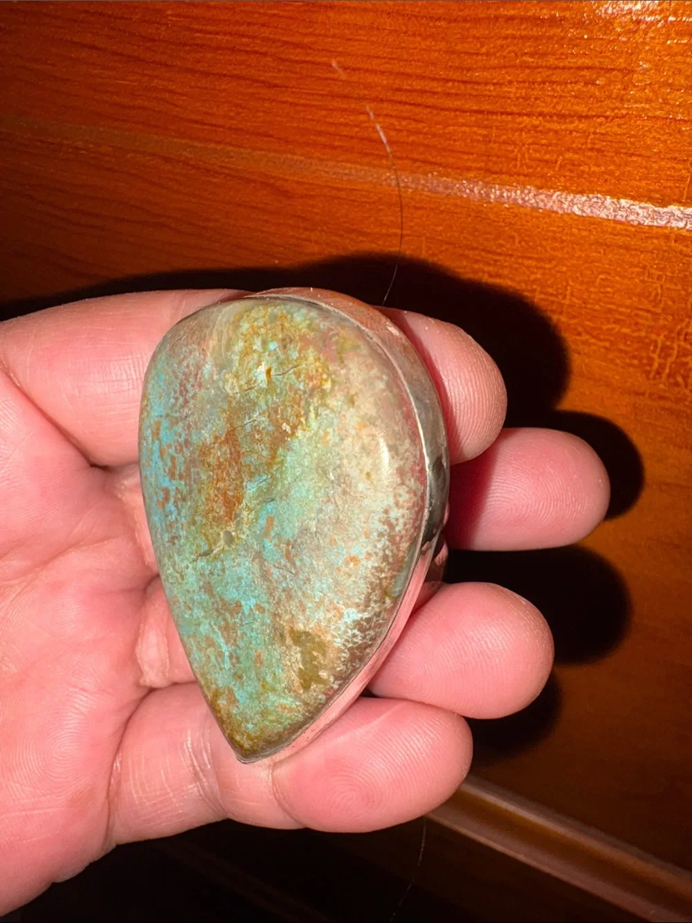 Men’s Polished Turquoise Cabochon Ring with Camel Matrix Sterling Silver